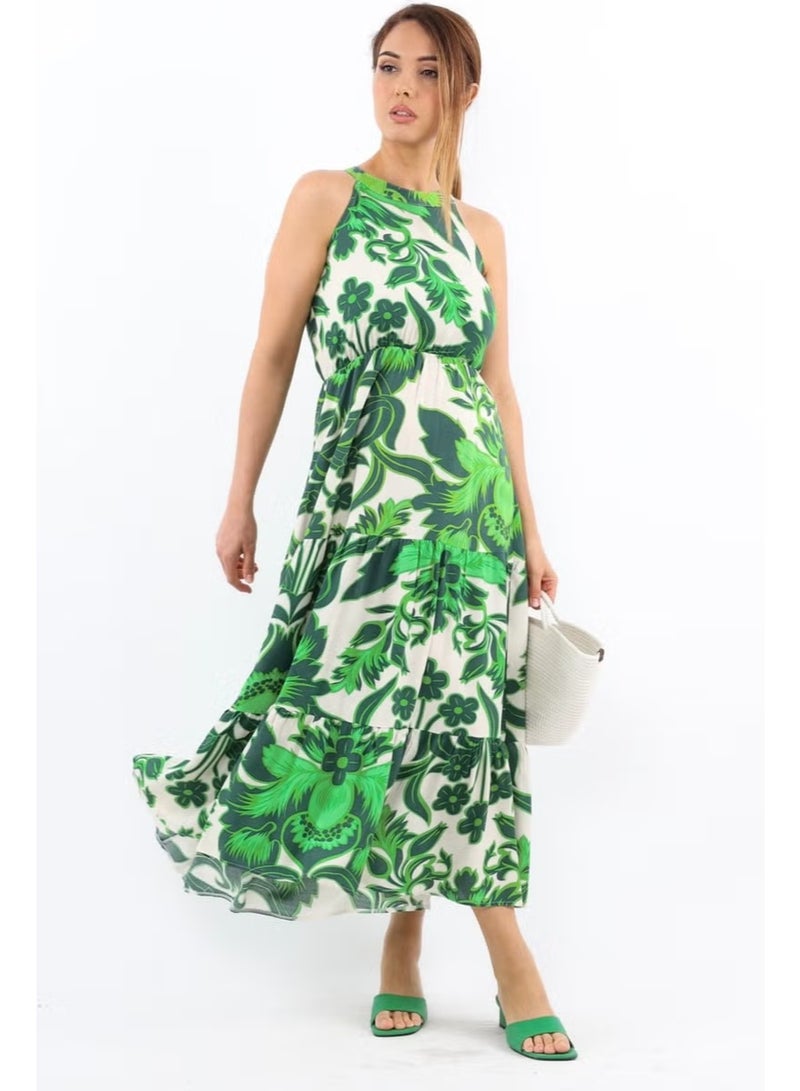 Ritnice Floral Halter Maxi Dress - Image 1